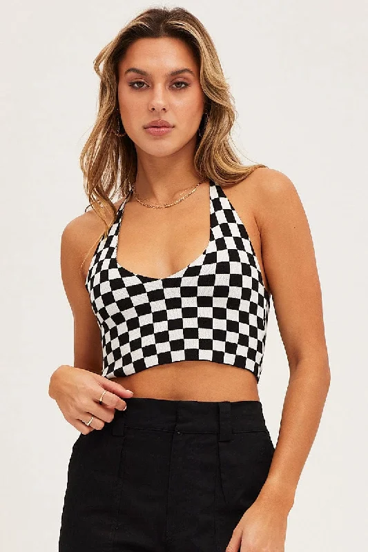 Clothing Sales Check Knit Top Halter