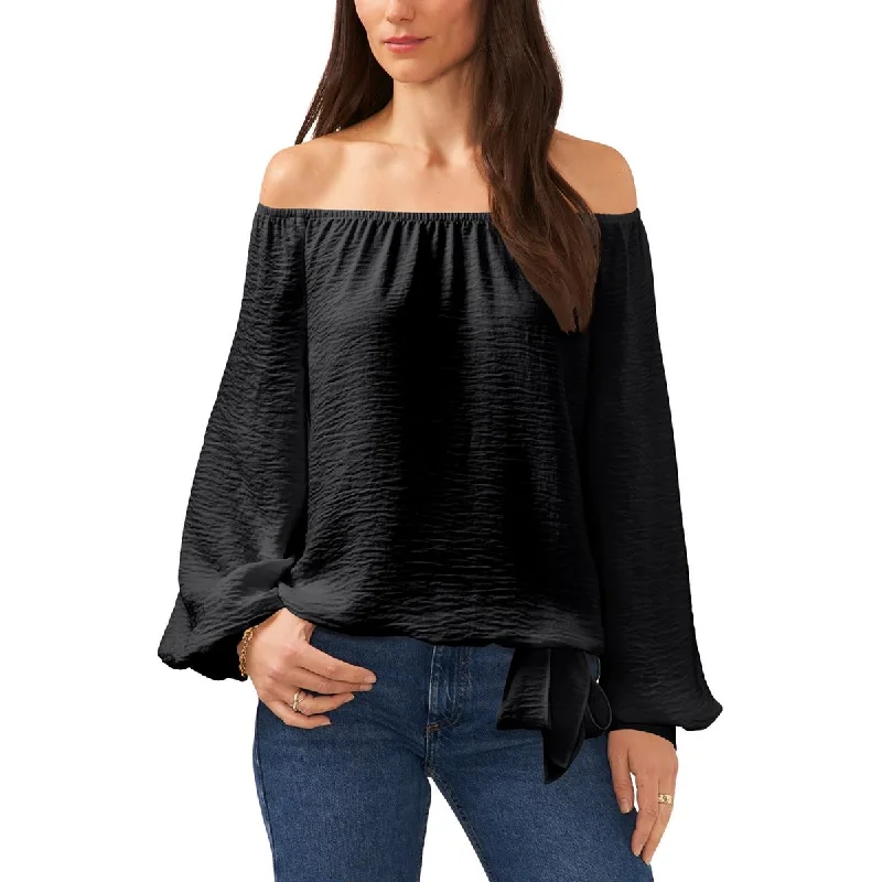 Women's Comfortable Lounge Attire Womens Off Shoulder Tie Front Pullover Top