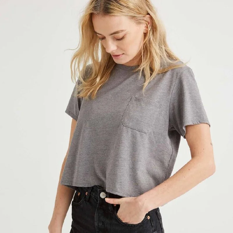 Casual Fashion for Women Boxy Crop Tee (Heather Grey)