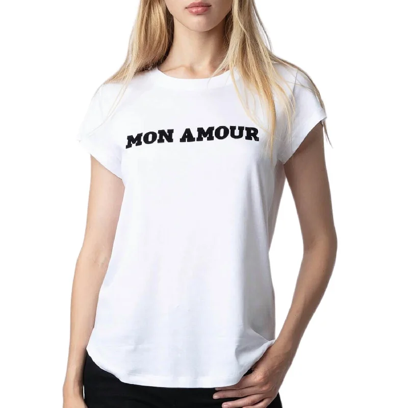 Women's Clothing Apparel Sets Woop Mon Amour T-Shirt In Blanc