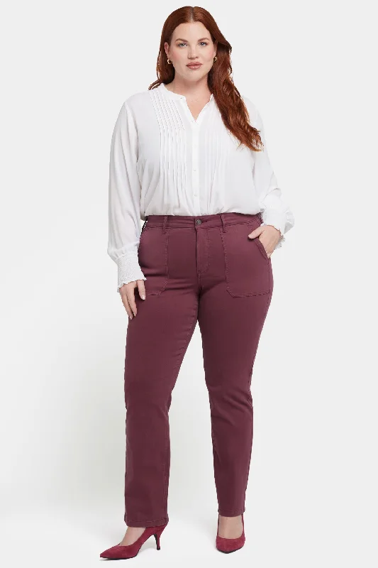 Trendy Women's Fashion Marilyn Straight Jeans In Plus Size - Dark Cherry