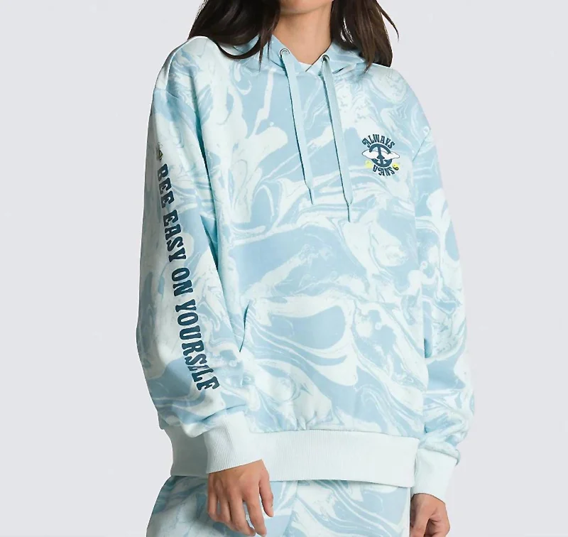 Chic Wardrobe Marble Print Hoodie In Blue Glow