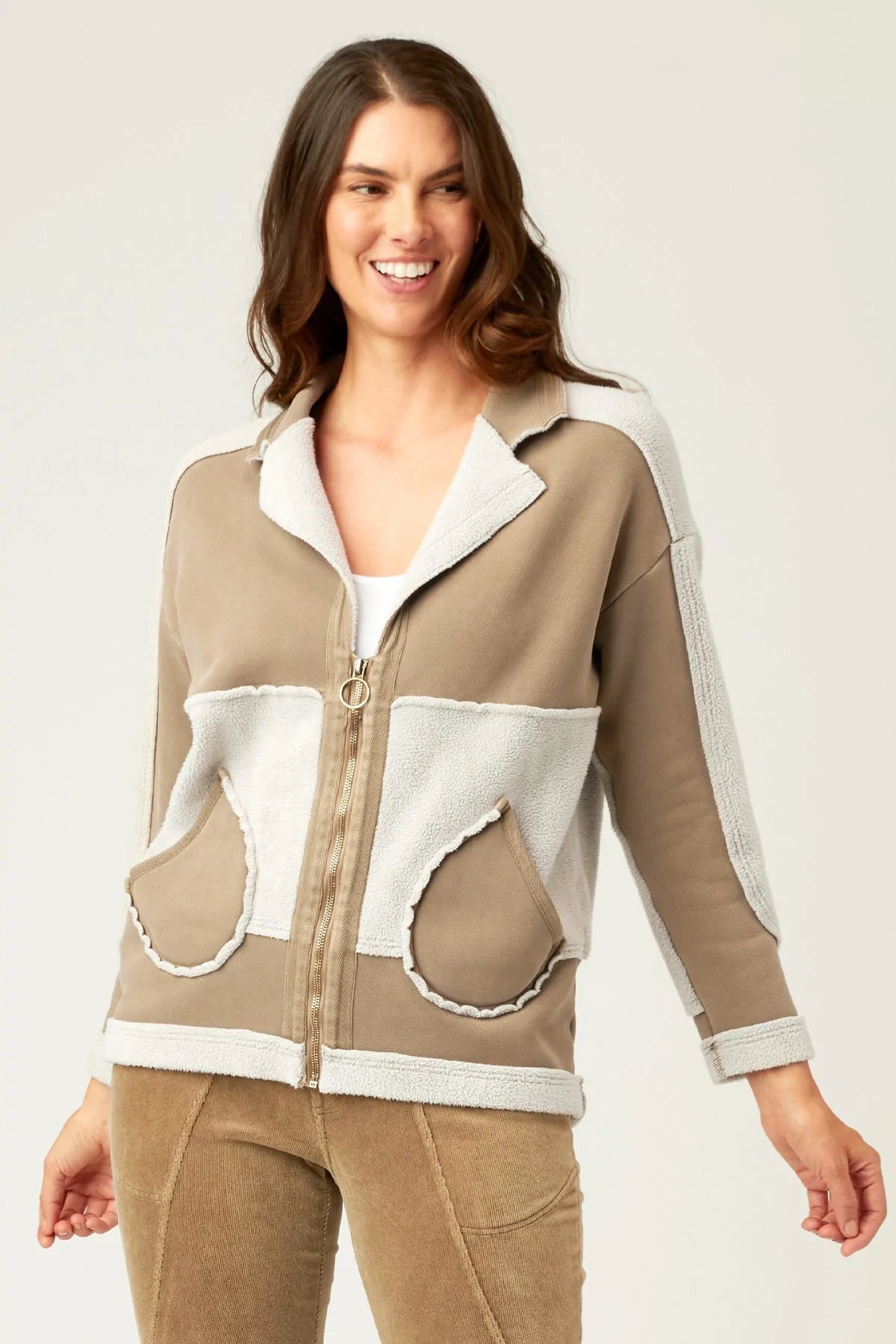 Women's Chic Outerwear Attire Arlo Sherpa Jacket - Rural Pigment