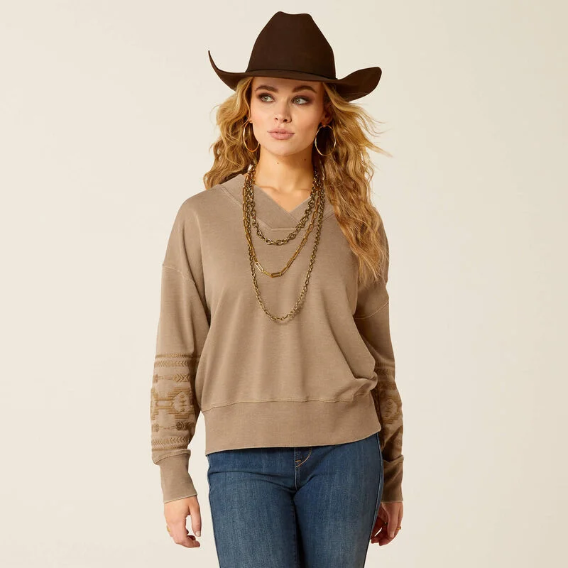 Women's Vacation Outfit Set Ariat Women's Marsh Sweatshirt in Brindle