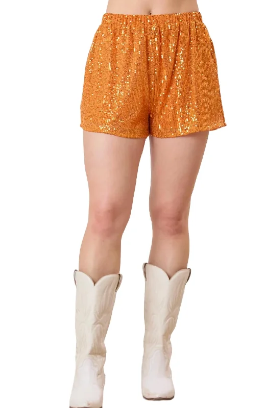 Best Online Women's Boutiques Game Day Sequins Shorts In Orange