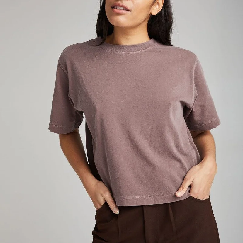 Unique Women's Fashion Pieces Relaxed Crop Tee (Plum Smoke)