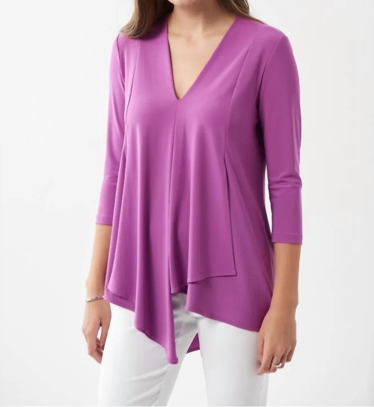 Women's Travel Garments Asymmetric Tunic Top In Lilac