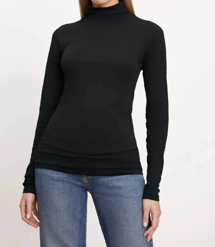 Affordable Luxury Women's Garments Talisia Gauzy Whisper Turtleneck T-Shirt In Black