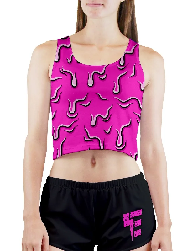 Women's Activewear for Exercise and Sports Neon Drippy (Pink) Crop Top