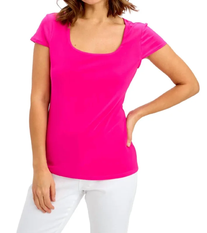 Women's Outerwear for All Weather Conditions Short Sleeved Top In Candy