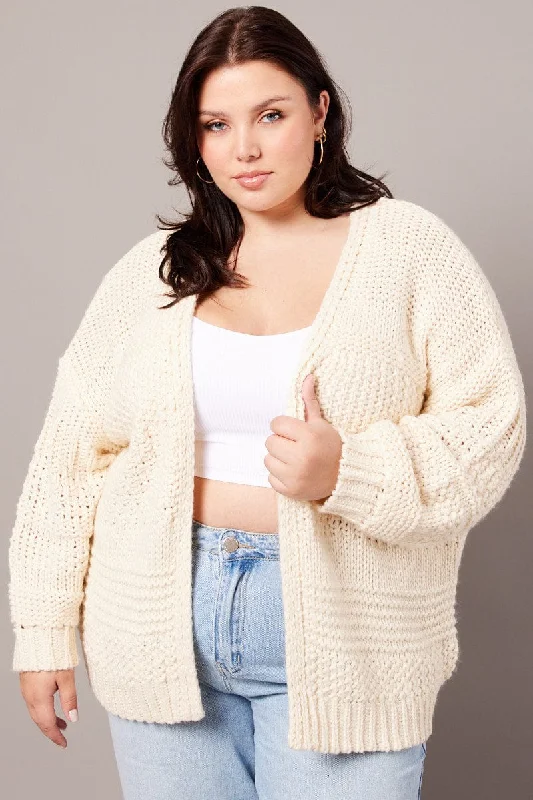 Versatile Outfits Beige Oversized Cardigan Long Sleeve