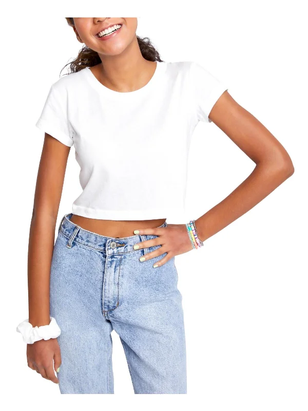 City Fashion Juniors Vista Womens Crew Neck Short Crop Top