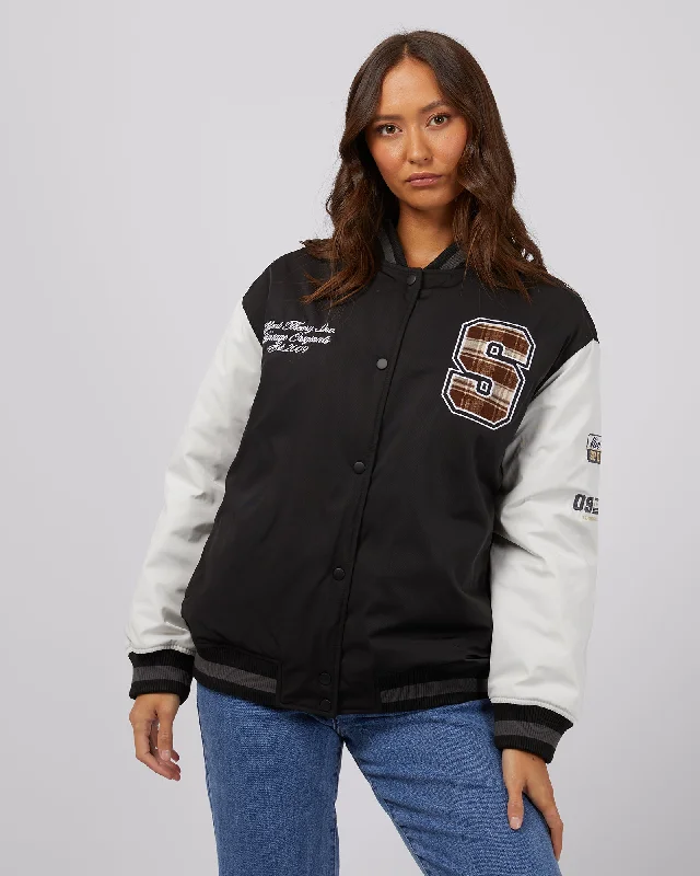 Women's Vintage Attire Silent Theory Varsity Jacket Black