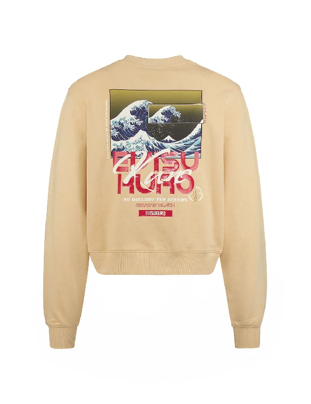 Fashion Essentials Ukiyo-E and Seagull Print Cropped Sweatshirt