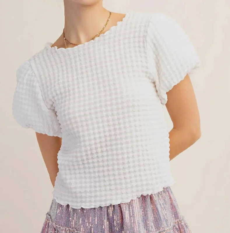 Online Clothing Boutiques Paradise Short Sleeve Bubble Top In White