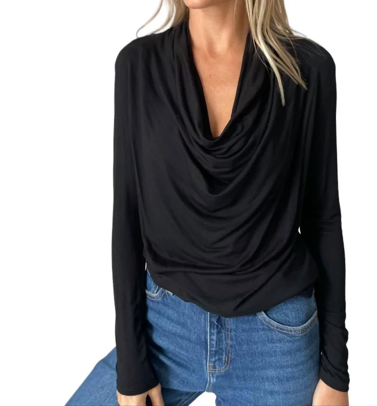 Women's Elegant Garments Dylan Drape Neck Top In Black