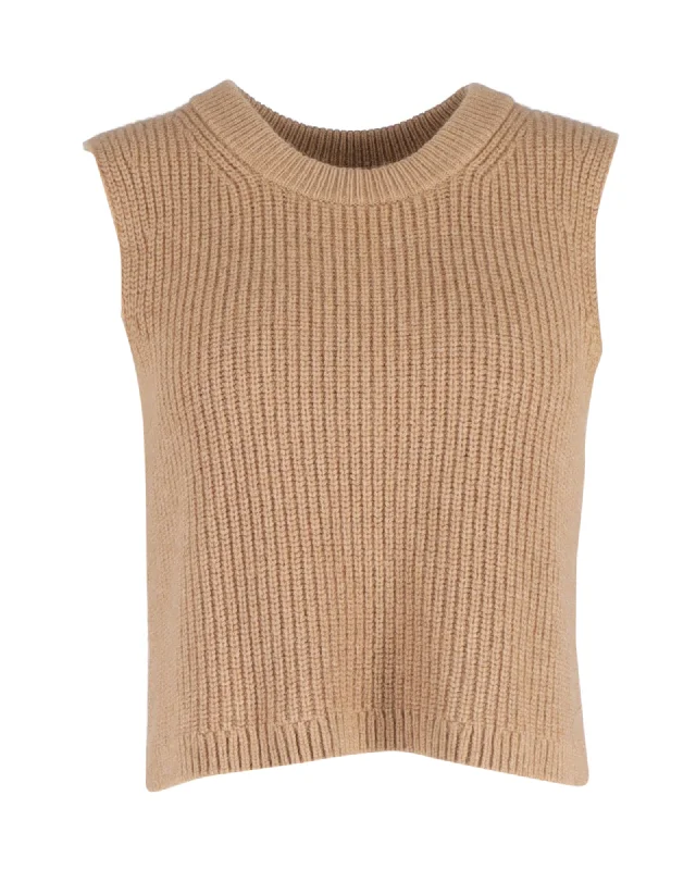 High Street Women's Fashion for Trendy Shoppers Altuzarra Sleeveless Knit Top in Brown Wool