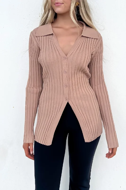 Women's Chic Outerwear Garments Lukas Knit Long Sleeve Mocha