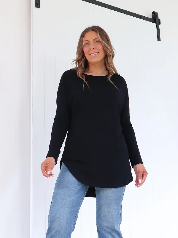 Trendy Women's Outfits for Casual Wear Sarah Long Sleeve Top - Black