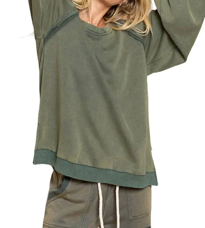 Women's Clothes And Apparel Zoey Criss-Cross Back Sweatshirt In Vintage Moss