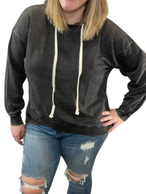 Holiday Gift Guide Sale Cross Front Slouchy Hoodie In Black