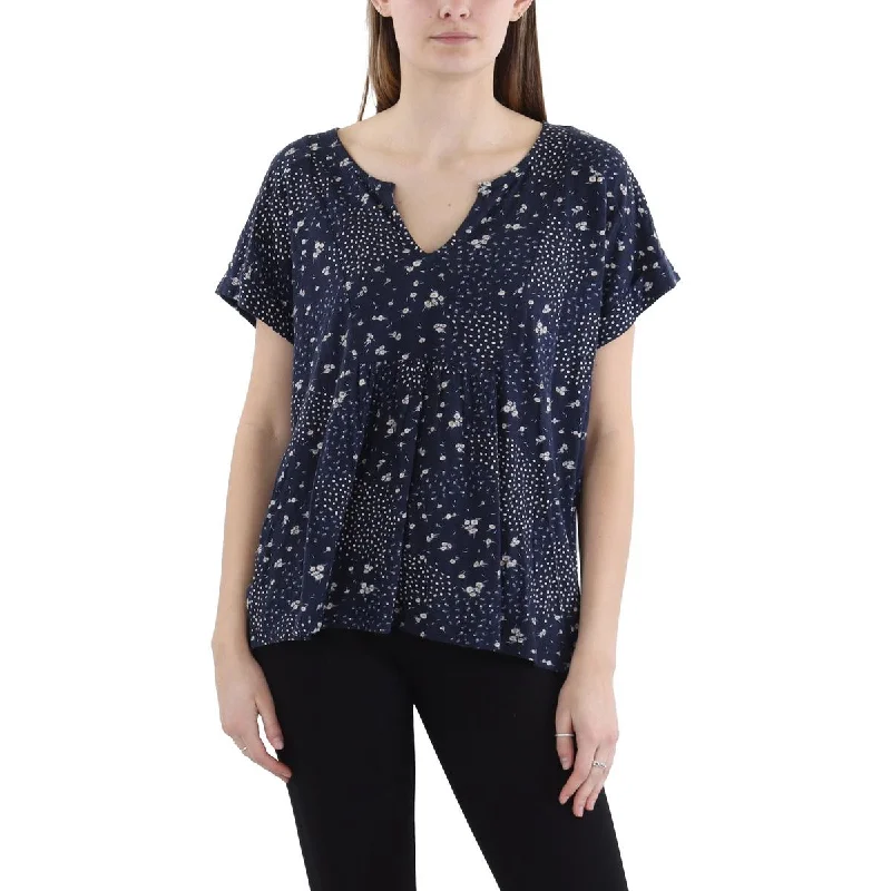 Stylish Women's Attire Womens Floral V Neck Pullover Top