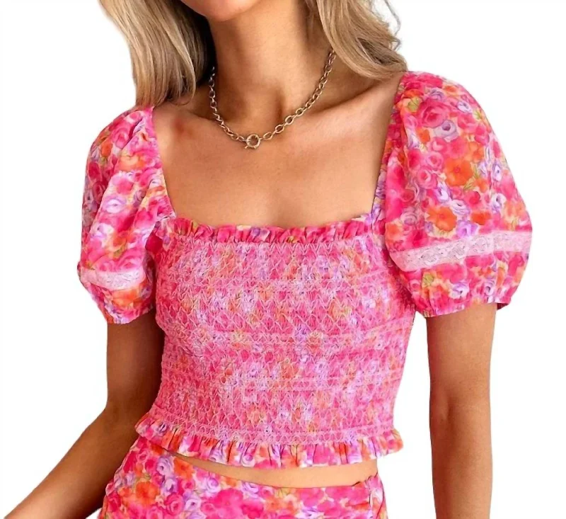 Women's High-Fashion Garments Madison Floral Top In Pink