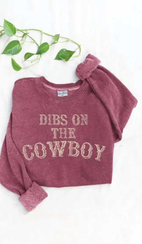 Women's Luxury Apparel Dibs On The Cowboy Sweatshirt - Unisex In Heather Red