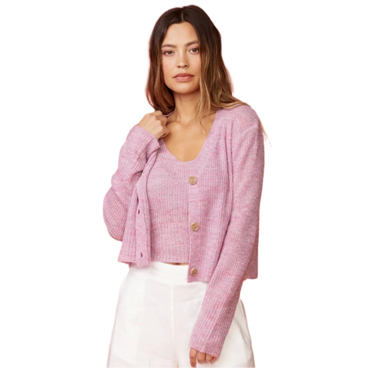 Affordable Luxury Women's Garments Mohair Cardigan - Raspberry Rose