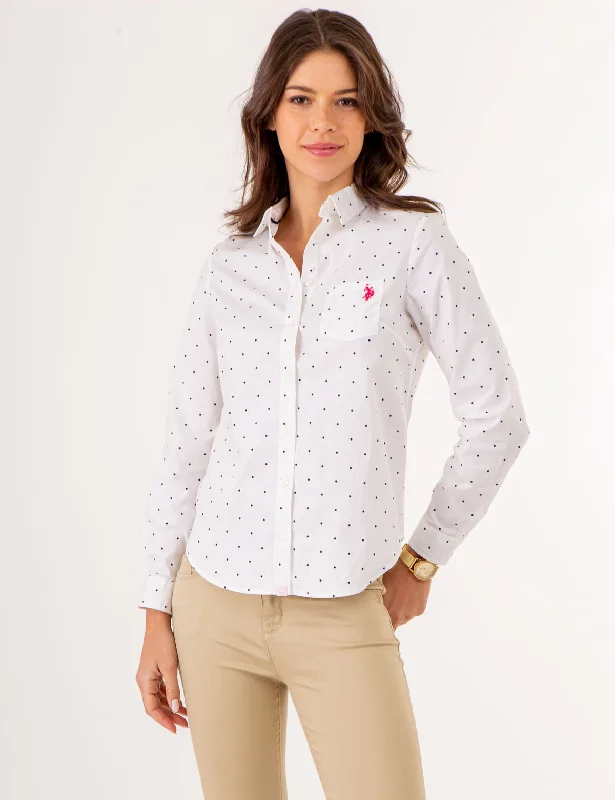 Everyday Wear DOT PRINT LONG SLEEVE POPLIN SHIRT