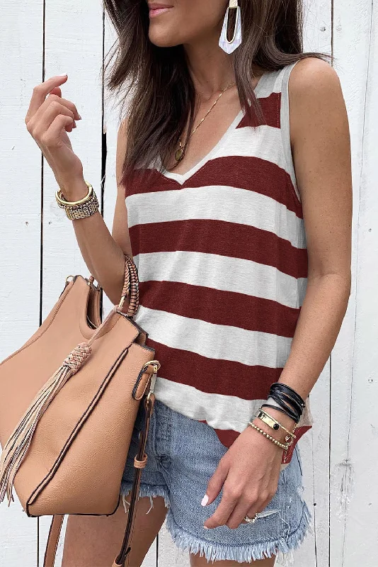 Sale On Clothing Striped V Neck Tank Top