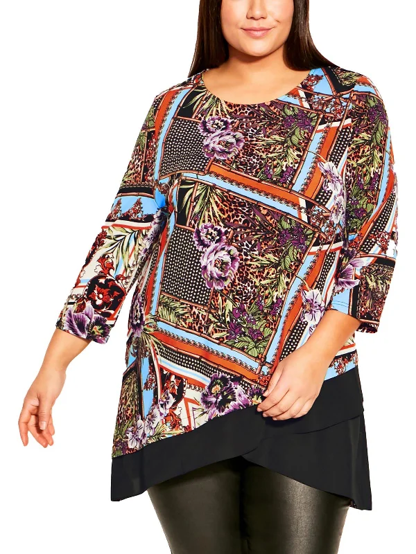 Women's Night-Out Outfit Plus Simone Womens Printed 3/4 Sleeve Tunic Top