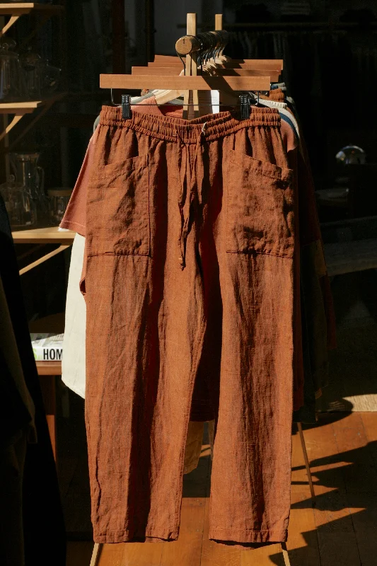 Imeless Style Cutch Hand-Dyed Hemp Easy Trousers