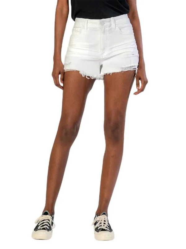 Vibrant Femme Fashion Jane High Rise Fray Short In Optic White