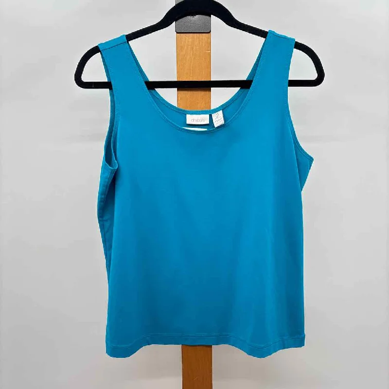 Clothing Brands Chico's Women's Size L Turquoise Solid Sleeveless Shirt