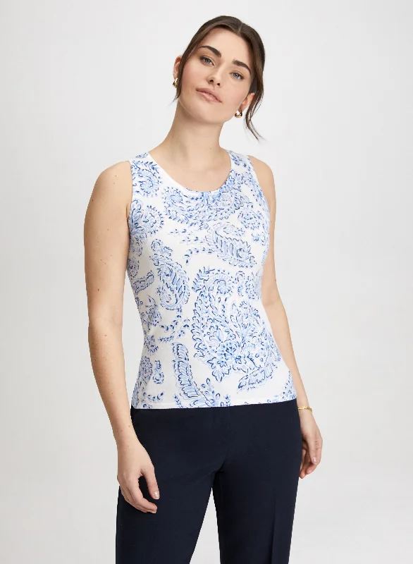 Discount Store Paisley Print Sleeveless Knit Top