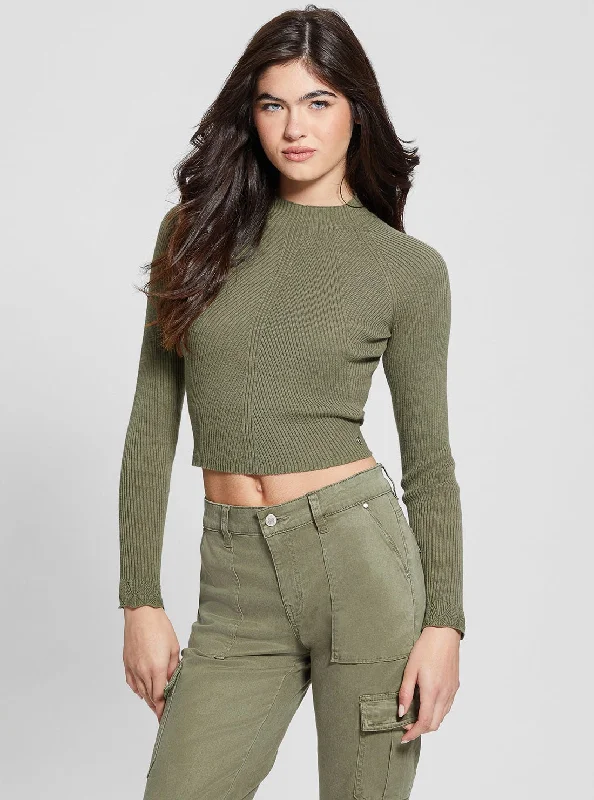 Women's Evening Wear Green Marie Open Back Knit Top