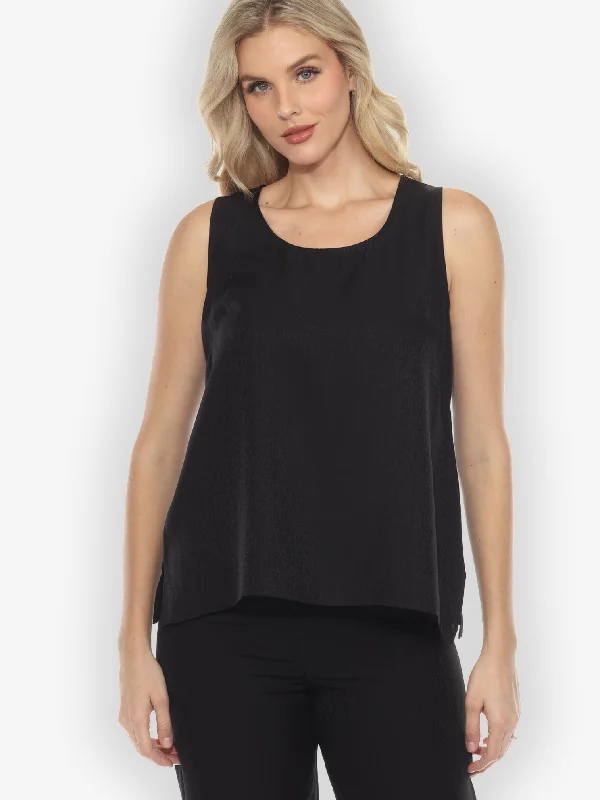 Chic Women's Clothing Silk Blend Tank Top in Black