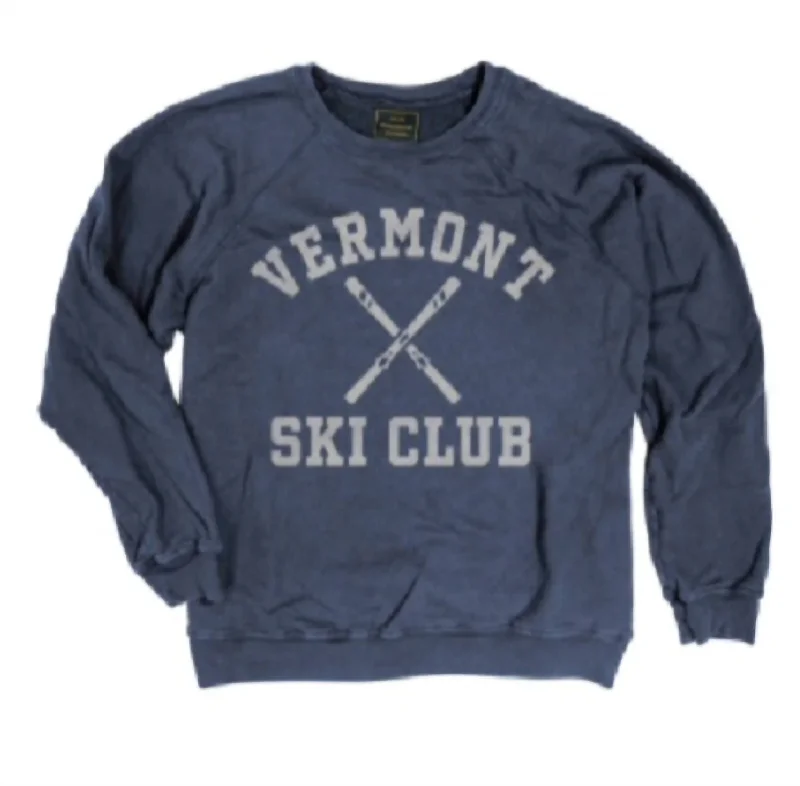 Women's Trendy Attire Vermont Ski Club Sweatshirt In Vintage Midnight Navy