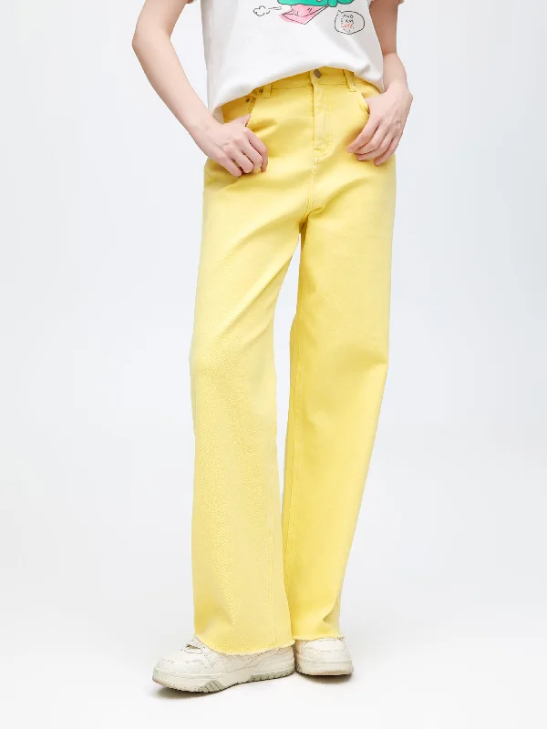 Chic Women's Clothing Cheese Yellow Coloured Denim