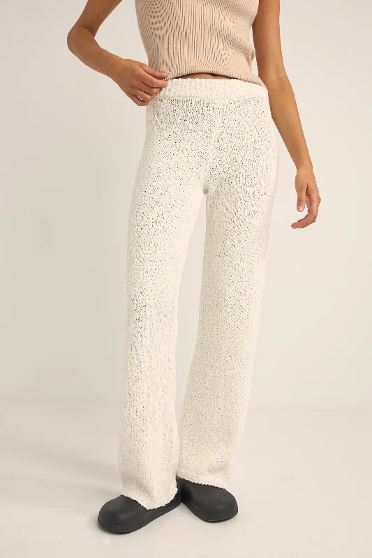 Women's Formal Event Attire Adele Knit Pant White