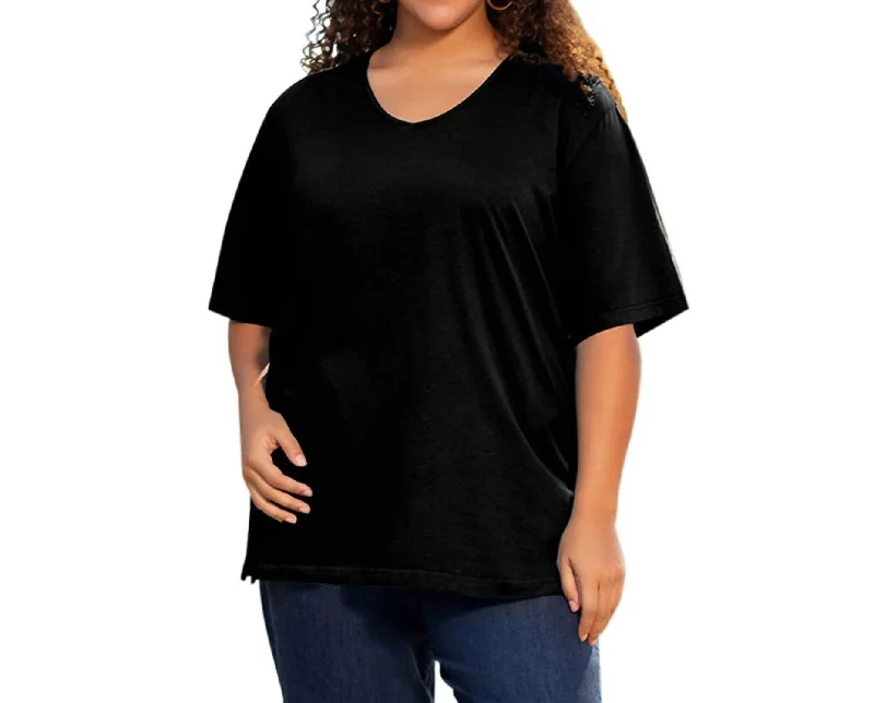 Sales For Clothes Cotton Short Sleeve Tee - Plus In Black