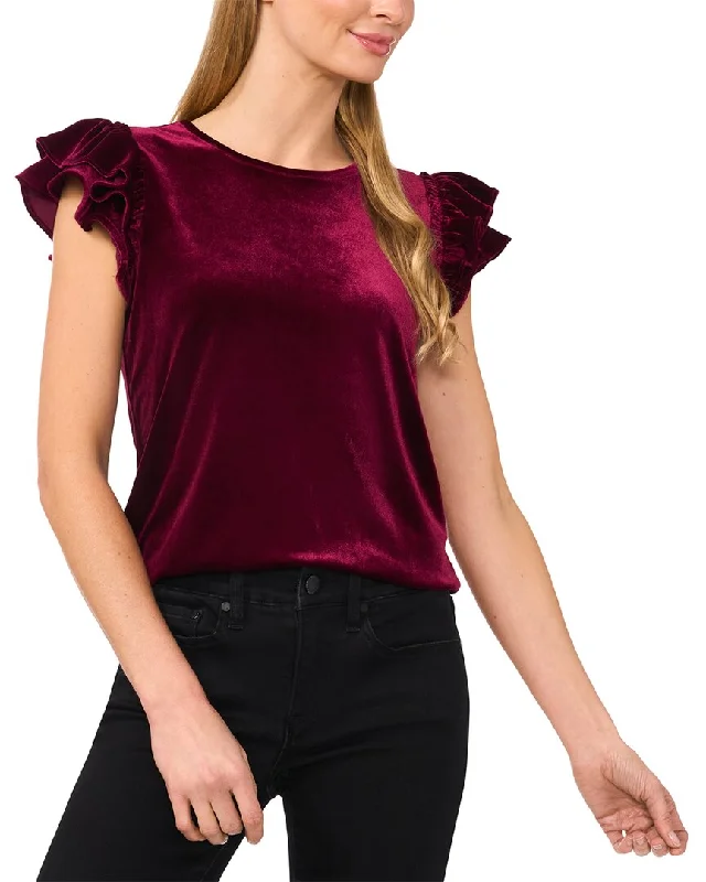 Edgy Fashion CeCe Double Ruffle Sleeve Knit Top