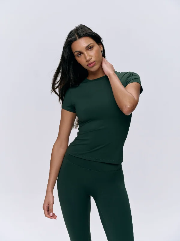 Workwear Fashion for Women Ultimate Short Sleeve Top - Pine Green