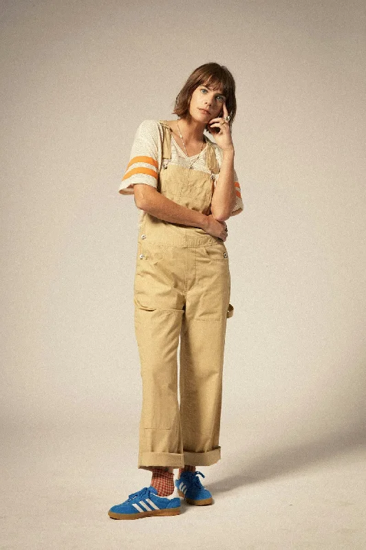 Women's Vintage-Inspired Outfit Utility Overall - Pale Khaki