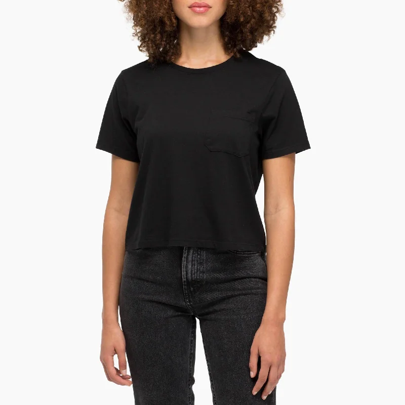 Chic Casual Wardrobe Essentials Pima Boxy Crop Tee (Black)