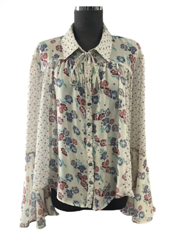 Women's Versatile Apparel Collared Floral Top In Multi Color