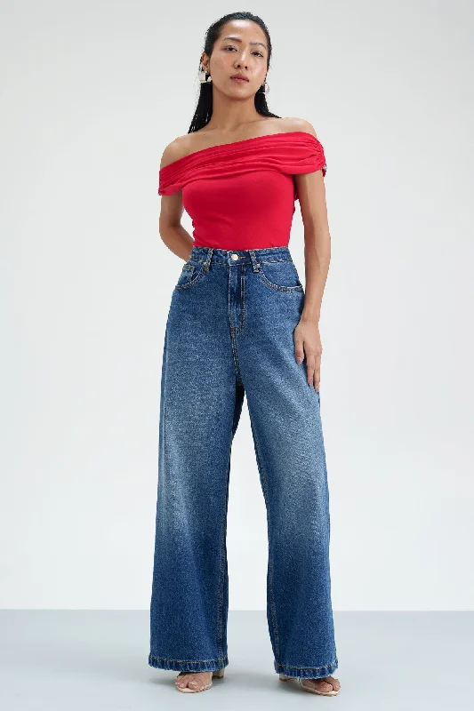 Premium Style Topaz Twist Wide Cropped Jeans