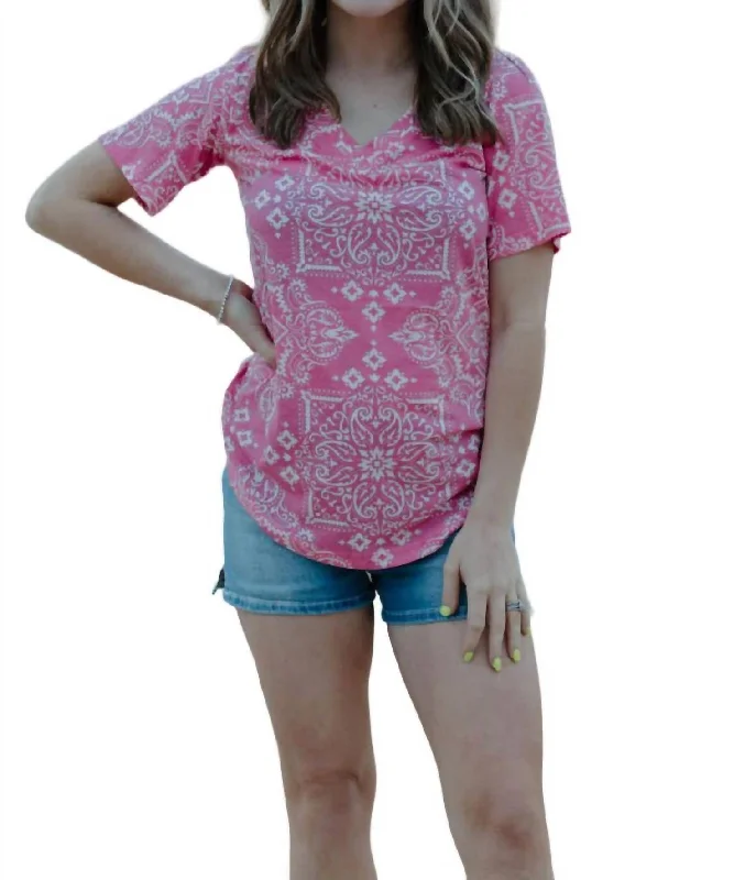 Charming Women's Garments Rodeo Bandit V Neck Top In Pink