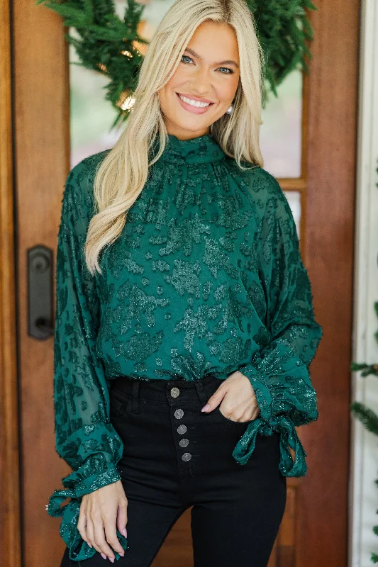 Stylish Women's Clothes for Work and Play On The List Hunter Green Lace Blouse